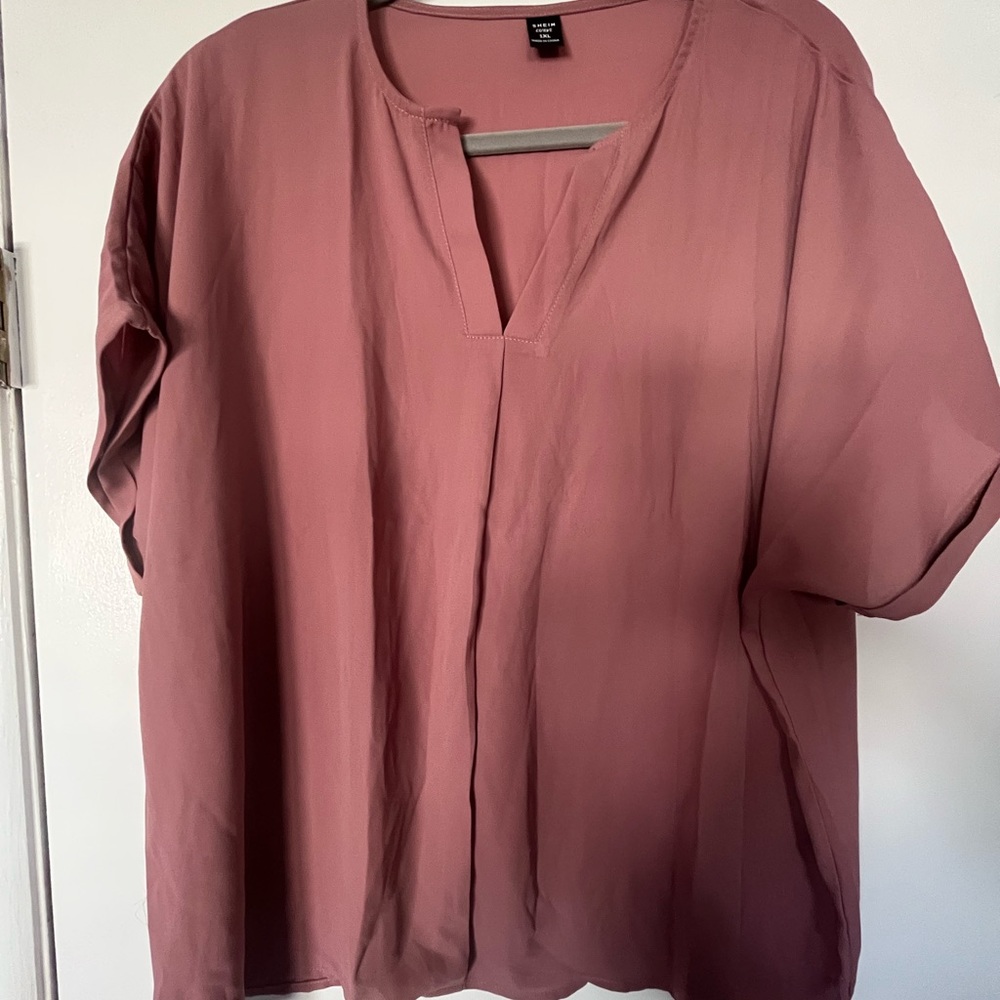 Short sleeve wear to work top sheer vneck